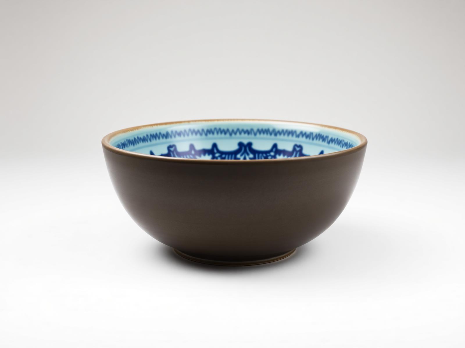 Mughal Border Serving Bowl 07 — Serving bowl with painted interior band and matte exterior.