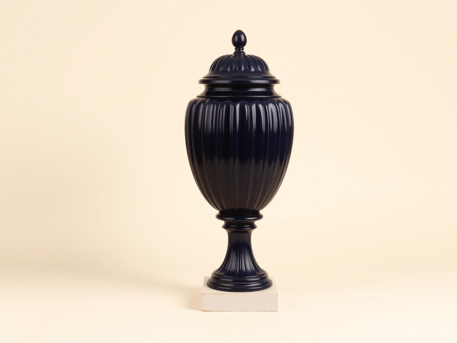 Sultanate Fluted Melon Palace Floor Urn — Statement fluted floor urn with lid and pedestal base.